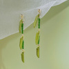 新中式手作串珠竹叶绿色，流苏耳环小众设计感田园风长款高级感耳饰