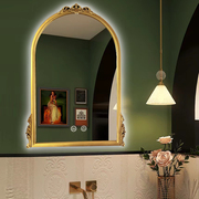 法式复古轻奢拱形欧式卫浴室镜，挂镜子卫生间，梳妆化妆镜雕花装饰镜