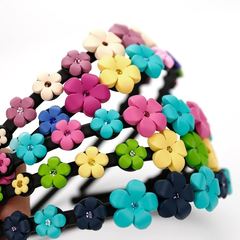韩国进口儿童宝宝发饰可爱彩色镶钻小花朵亚克力齿梳发箍细头箍
