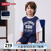 levis李维斯(李维斯)儿童短袖，套装2024夏季2件套上衣短裤休闲运动装