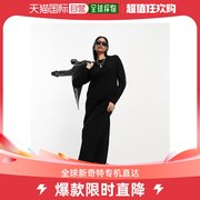 香港直邮潮奢 ASOS 女士设计中长卫衣带口袋连衣裙(黑色)