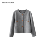 菲迪米亚/ 法式复古双面羊绒毛呢短外套女冬新高级感宽松大衣上衣