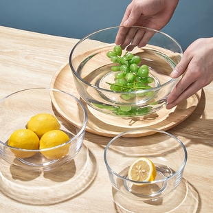 简约透明玻璃水果盘客厅，家用茶几水晶玻璃果盘，小精致水果盆零食盘