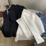 韩版白色圆领套头毛线毛衣拆分袖子显瘦上衣时尚休闲洋气B》27