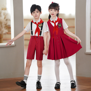 中小学生合唱服演出服儿童红领巾合唱朗诵班服女童主持人表演服装