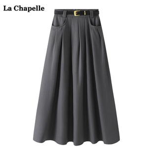 拉夏贝尔lachapelle腰带西装，半身裙女秋季高腰a字中长款裙子