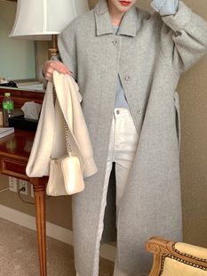 韩国东大门高级感双面绒大衣女气质单排扣通勤百搭显瘦羊毛呢外套
