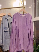 仅一件流苏紫色毛衣薄款oversize大版中长款男女同款套头衫