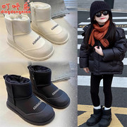 女童字母雪地靴，2023冬季男童保暖鞋子，韩版时尚儿童加厚棉鞋潮