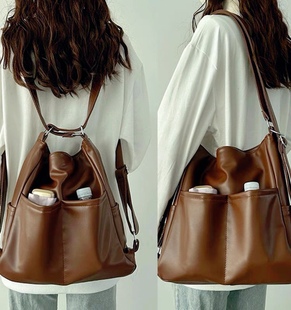 原创春季软皮包包女大容量，三用背包通勤托特包多功能背包斜跨书包