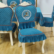 欧式餐椅垫套装圆形，餐桌布布艺冬季水貂绒鹿椅子，套罩家用餐桌椅套