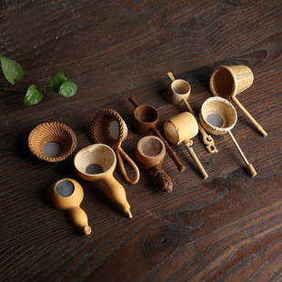竹编茶滤日式茶道，孟宗竹根滤网勺竹茶虑茶漏茶具，创意过滤器茶配