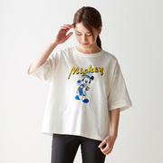 夏装白色字母短袖T恤女纯棉印画圆领宽松五分袖动漫文化衫T271