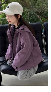 韩国童装2024女童冲锋衣春秋季洋气男女童同款加绒风衣外套