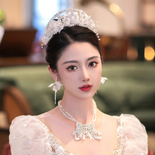 水舞a4989新娘头饰韩式水钻，花朵结婚纱气质王冠礼服发饰