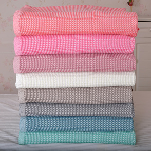 韩式素色纯棉编织蜂巢床盖氧气被床单全棉夏凉被透气空调被直边