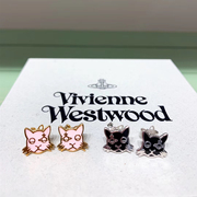 日本Vivienne Westwood薇薇安土星眼猫咪耳钉多色男女镀金