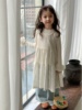 女童韩版镂空背心，裙叠穿2024春装儿童，白色罩裙连衣裙牛仔裤