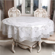 加厚pvc圆桌布防水免洗欧式圆形桌布180烫金，烫银色大圆桌餐桌台布