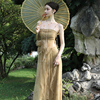新中式春夏高级网纱汉元素连衣裙，女装中国风清冷感抹胸半身裙套装