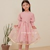 2023秋季韩国童装，eru中大童女孩，淑女甜美公主粉色连衣裙