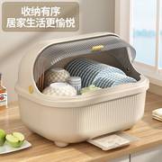碗筷收纳盒带盖便携大容量防尘沥水碗架家用厨房装餐具碗碟置物架