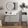 北欧浴室柜法式灰色，洗手台洗脸盆柜组合落地式小户型，卫生间洗漱台