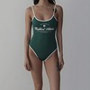 韩国badblood2023绿色吊带背心连体衣，修身性感露背泳衣显瘦潮