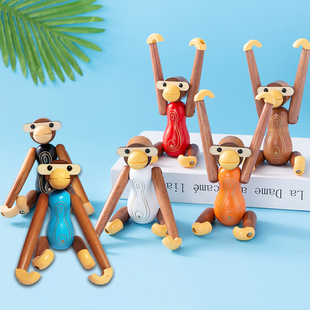 创意实木猴子摆件小挂件，木质木偶家居，装饰工艺品儿童房吉祥物玩偶