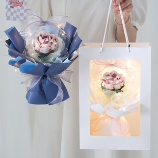 创意diy玫瑰暴富花束材料，包手工(包手工)制作生日礼物，送女友男友闺蜜