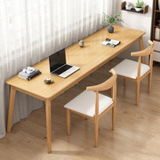 书房写字台双人电脑桌，台式实木书桌，书架一体桌