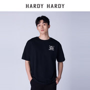 国内hardyhardy宽松潮牌烫钻小狗短袖t恤男士半袖体恤