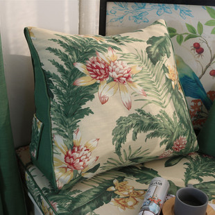 植物花卉美式乡村风格客厅，沙发抱枕靠垫卧室床头，三角靠背环保棉麻