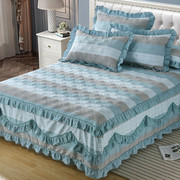 纯棉加厚夹棉床罩床裙式防尘罩单件防滑1.5米1.8床单花边保护床套