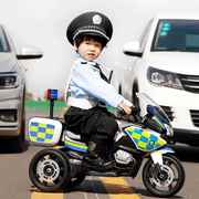儿童电动摩托车警车男孩女孩宝宝，电瓶遥控玩具，车可坐人小孩三轮车