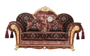 狮落皇庭奢华欧式进口实木布艺沙发镀玫瑰金雕花贵族客厅沙发
