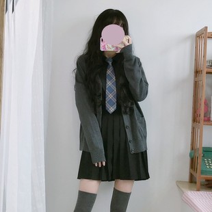 日本制服jk学院风套装，针织外套衬衫百褶裙英伦风学生大码