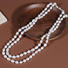 120cm天然淡水珍珠米珠，水滴形毛衣链长款多层项链8-9mm