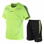 足球服套装团购定制公司，男训练女学生，比赛运动跑步骑行公司荧光绿
