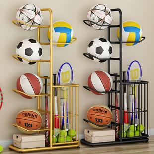 球类收纳架家用室内学校，足排球篮球架托多层摆放置物架儿童收纳筐