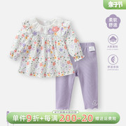 女童春装套装2024洋气时髦婴幼儿公主裙女宝宝春秋甜美两件套