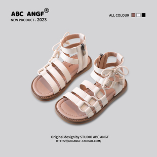 ABC ANGF2023夏季儿童罗马凉鞋韩版凉靴软底女童露趾凉鞋