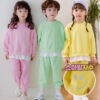韩国童装春儿童卫衣套装，笑脸刺绣糖果色，卫衣卫裤两件套兄妹装