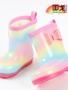 儿童雨鞋公主女童幼儿园宝宝防滑雨靴水鞋小孩加绒水靴可爱彩虹
