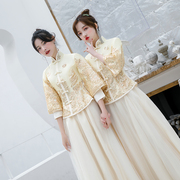 出租伴娘服中式2020夏天仙气质中国风姐妹裙伴娘团礼服大码女