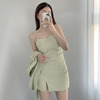 韩国chic夏季法式气质基础，款纯色修身显瘦短款内搭吊带连衣裙女