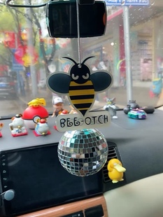 车内吊饰可爱大黄蜂，变形金刚小蜜蜂镜面球后视镜，挂件汽车挂件挂饰