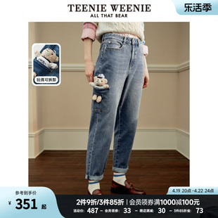 TeenieWeenie小熊春装学院风复古个性牛仔裤长裤子女