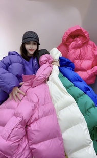 韩版学生糖果色冬季加厚保暖短款连帽羽绒，棉棉服外套女小个子