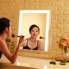 米卡化妆镜带灯led镜子，充电大号台式方形单面，高清公主美容梳妆镜